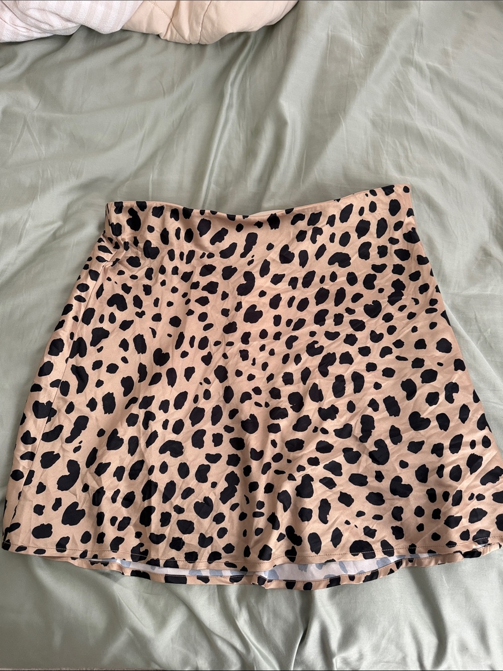 Elodie Beige Waistband Skirt with Light Blue Spot Print